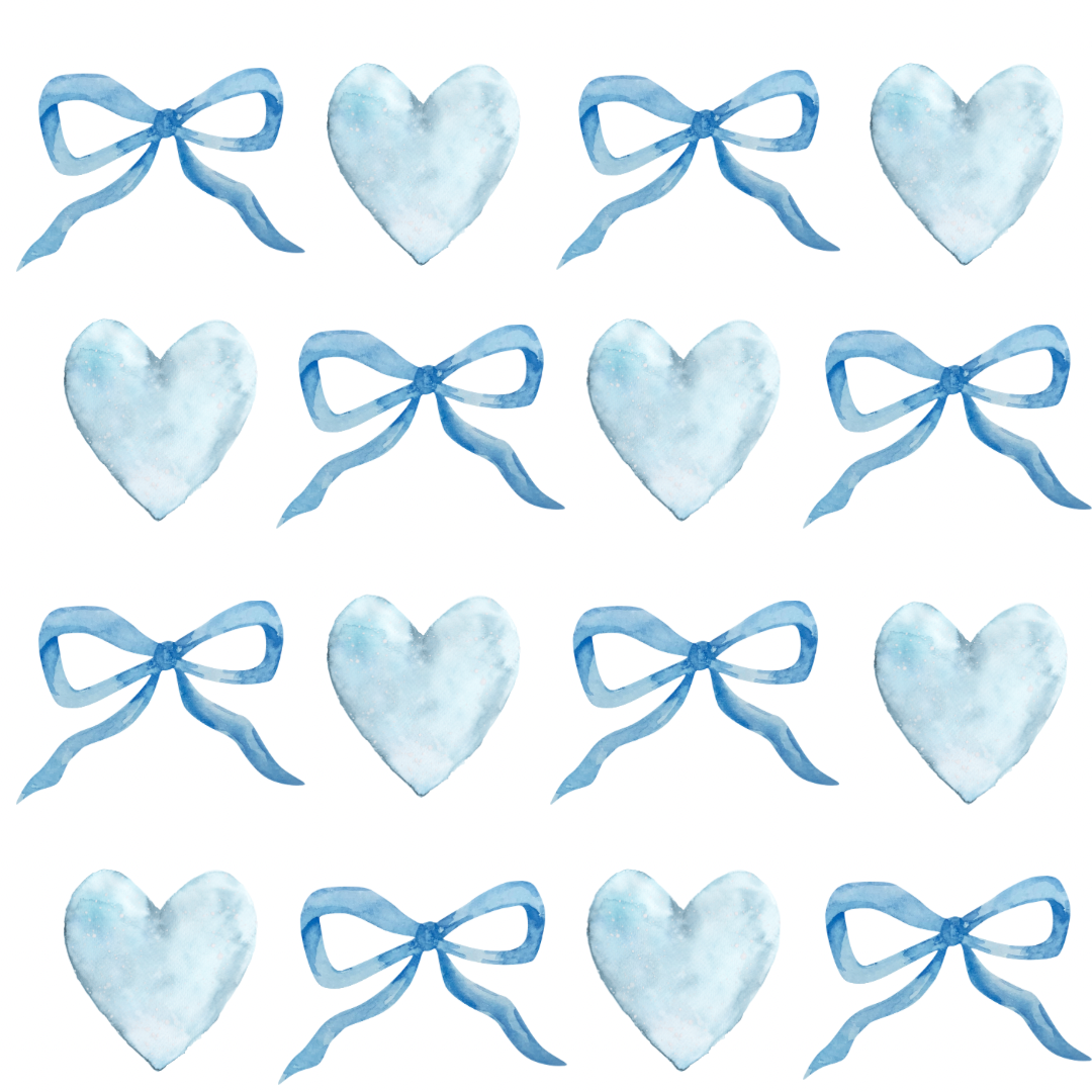 Blue Bow & Heart Wrapping Paper Roll