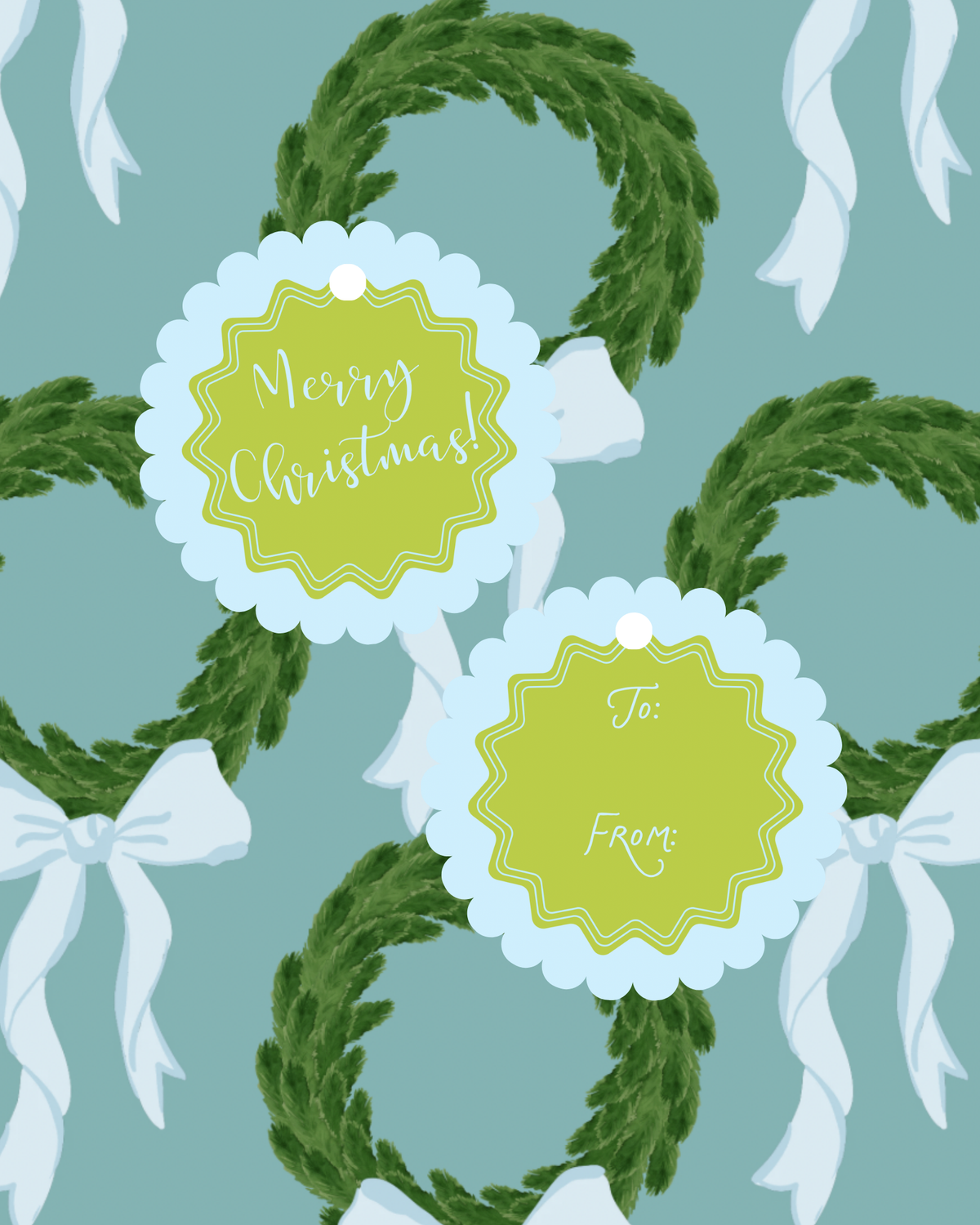 Merry Christmas Blue Gift Tags