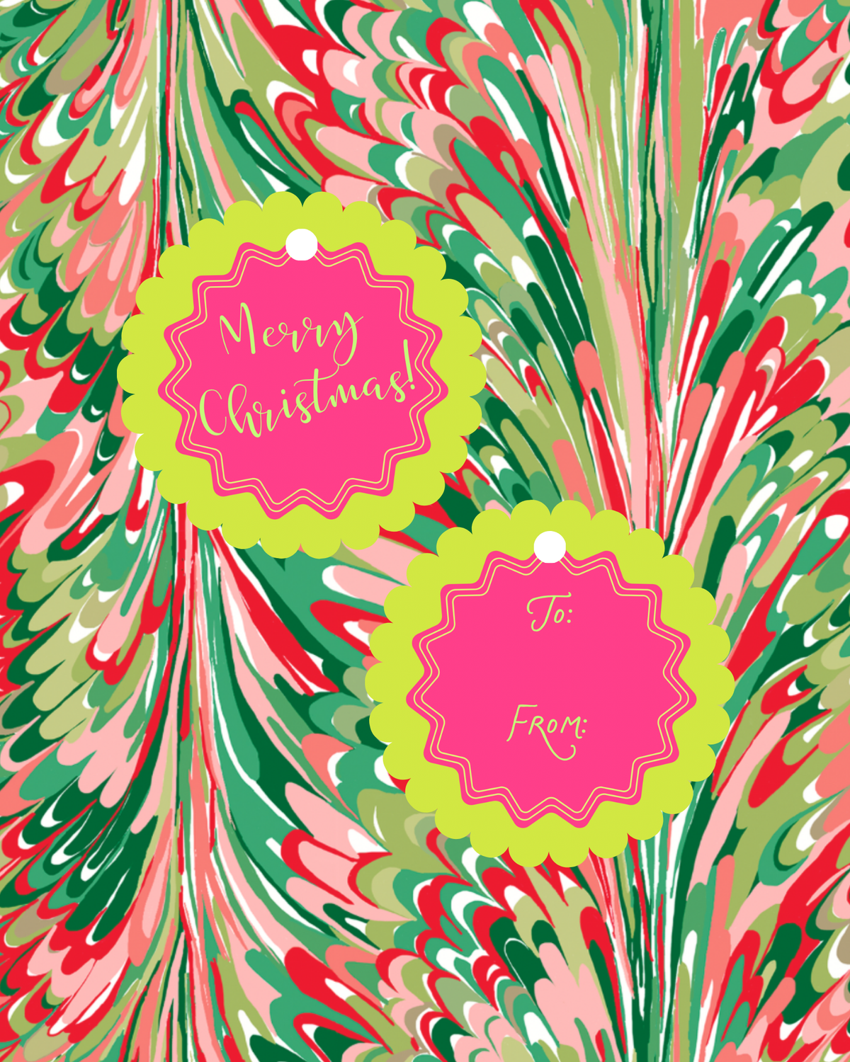 Merry Christmas Pink Gift Tags
