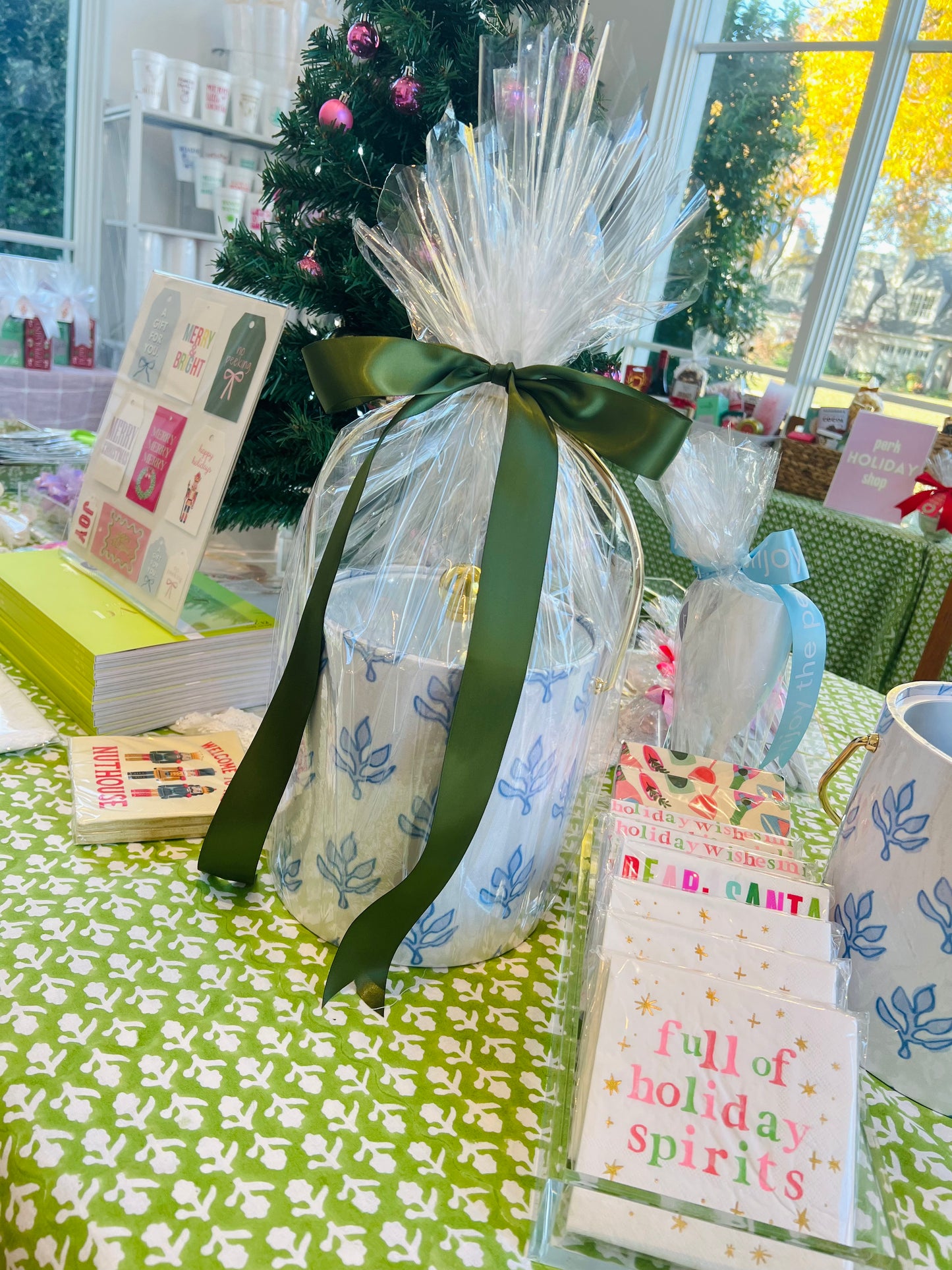 Green Block Print Tablecloth