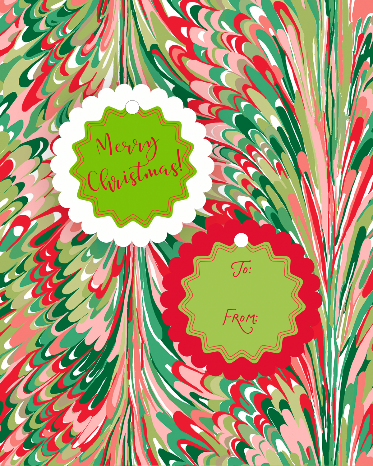 Merry Christmas Red Scallop Gift Tags