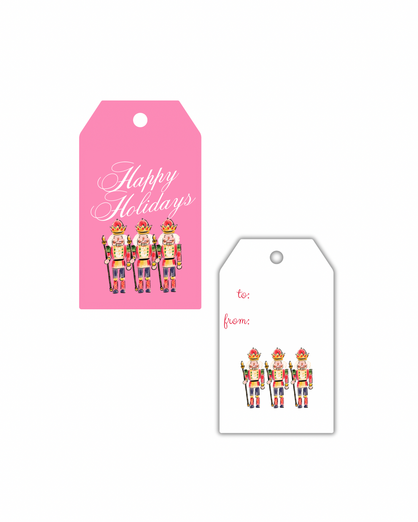 Pink Happy Holidays Nutcracker Gift Tags