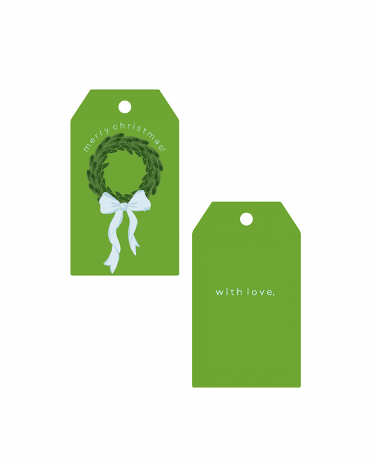 Merry Christmas Wreath Gift Tags