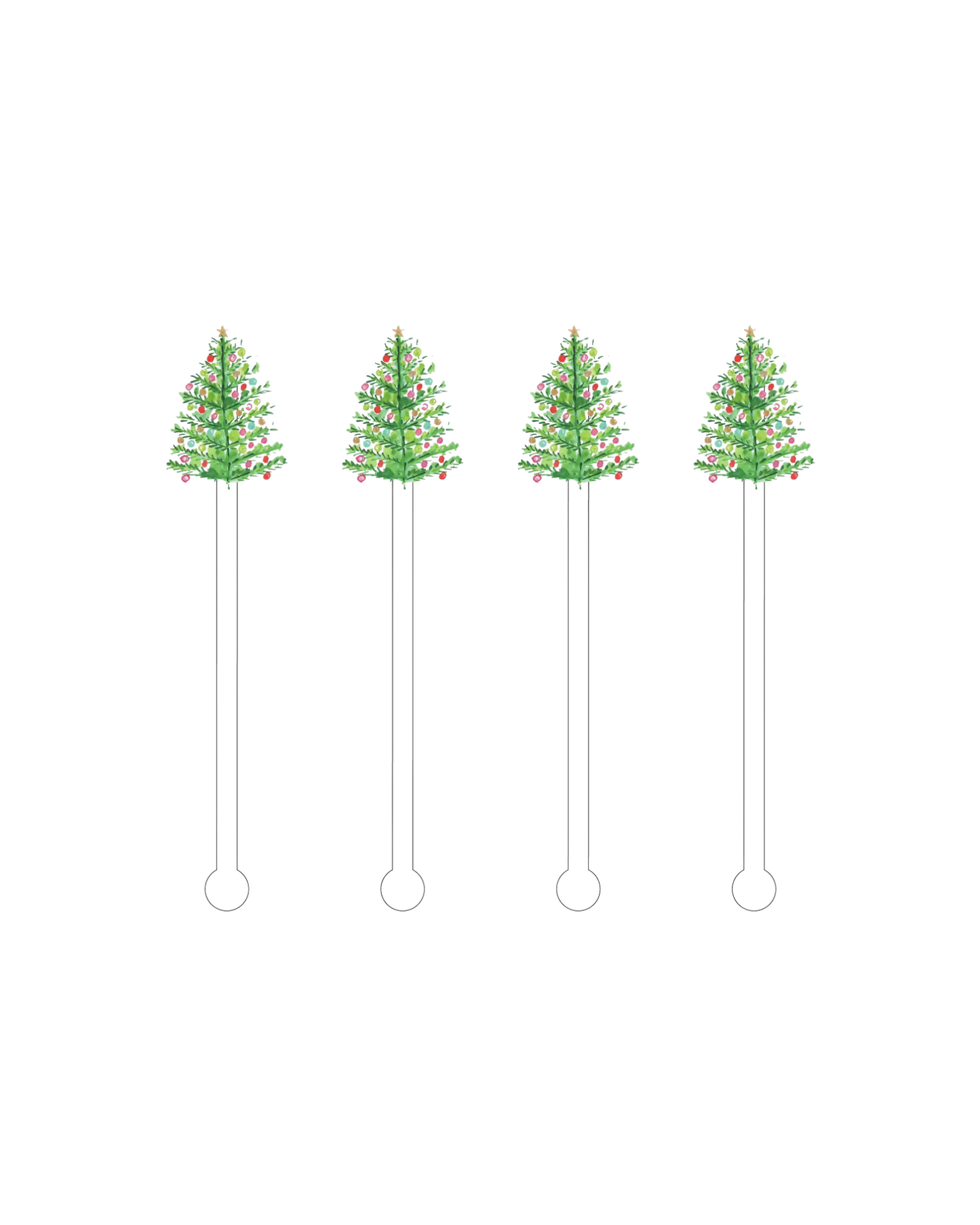 Pastel Tree Acrylic Stir Sticks