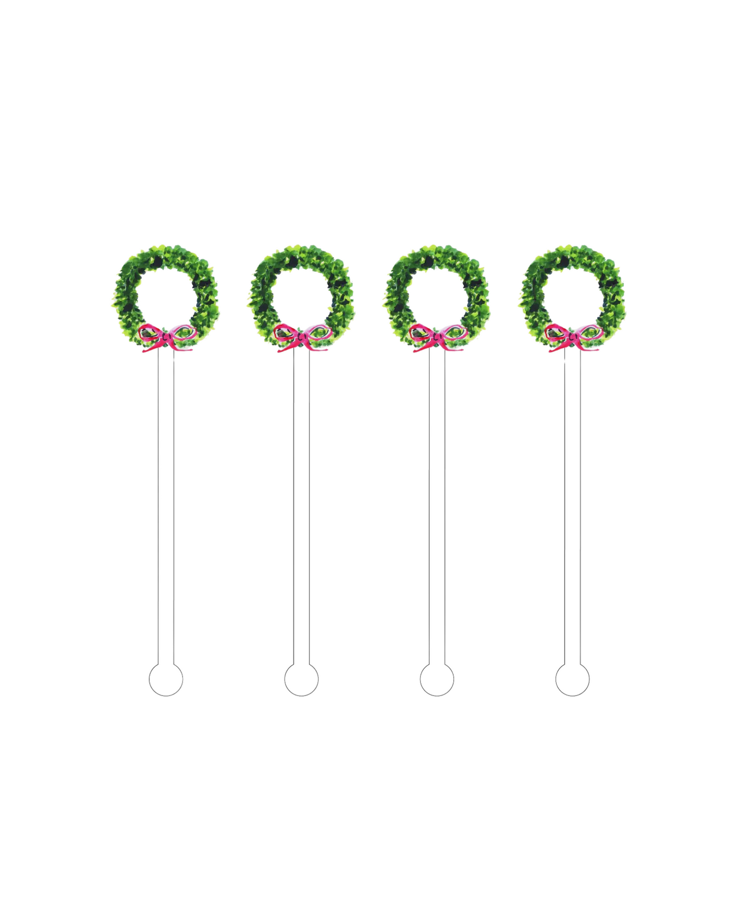 Red & Green Wreath Acrylic Stir Sticks