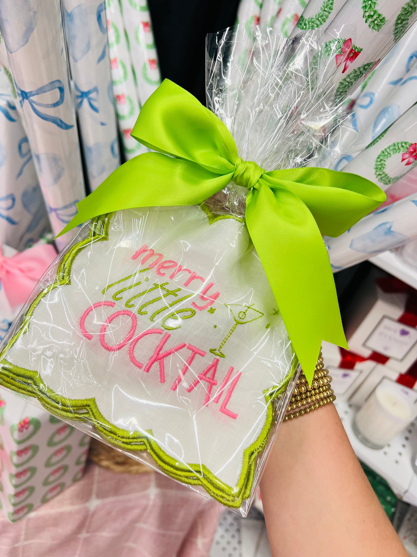 Merry Little Cocktail Linen Napkins (4)