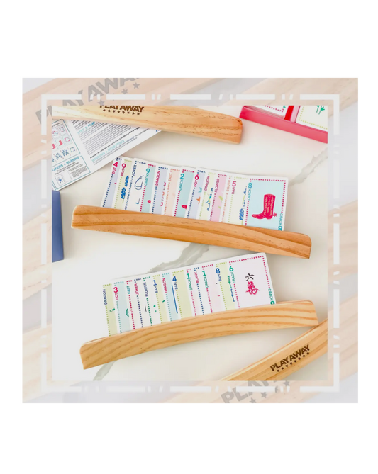 Mahjong Card Wooden Racks- Set of 4