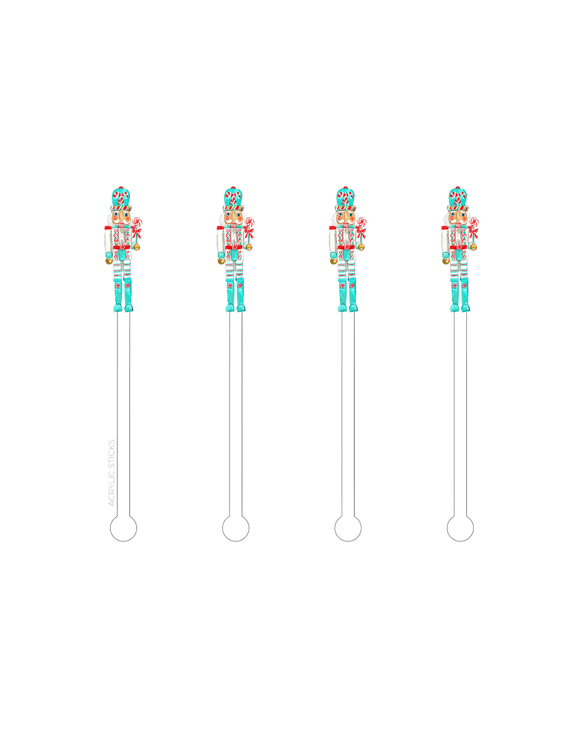 Peppermint Nutcracker Acrylic Stir Sticks