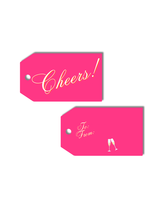 Hot Pink Cheers Champagne Gift Tags