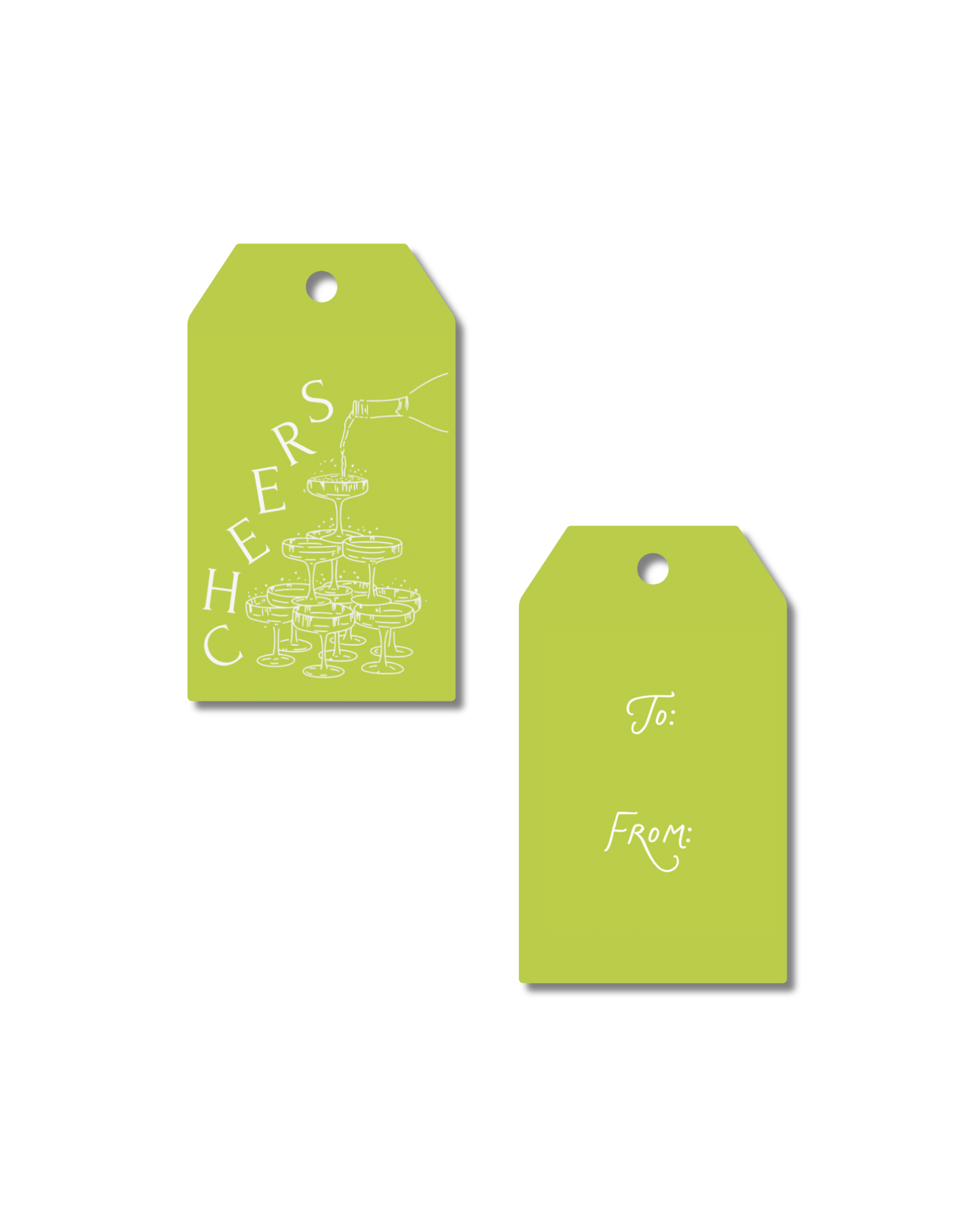 Green Cheers Champagne Gift Tags