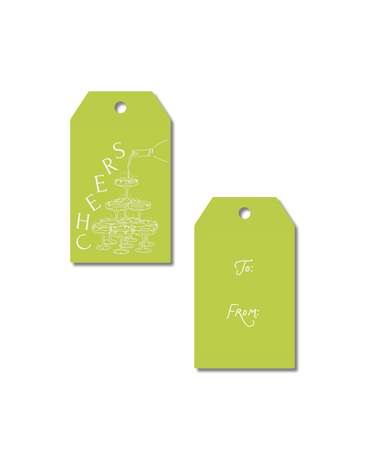 Green Cheers Champagne Gift Tags
