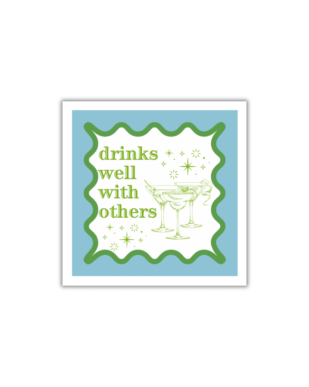 Drinks Well With Others Napkins + Acrylic Holder Gift Set