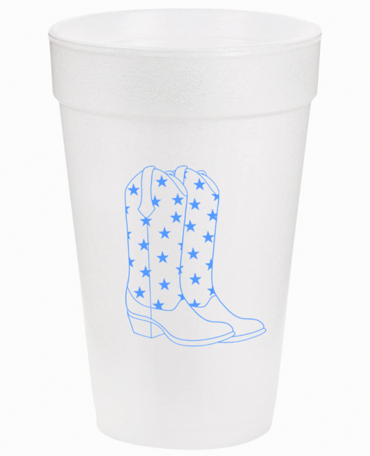 Blue Cowgirl Boots Styrofoam Cups