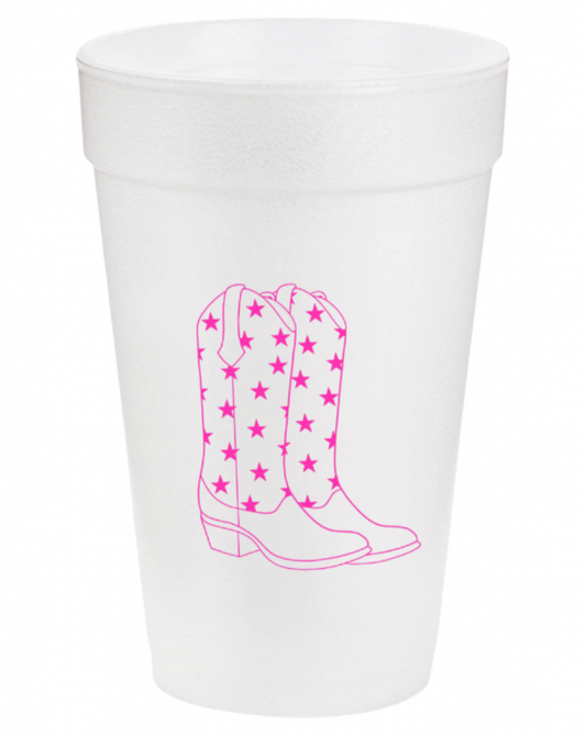 Pink Cowgirl Boots Styrofoam Cups