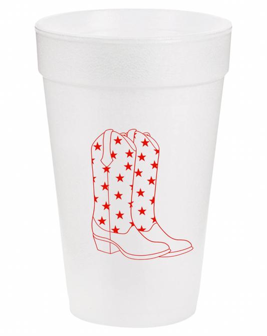 Red Cowgirl Boots Styrofoam Cups