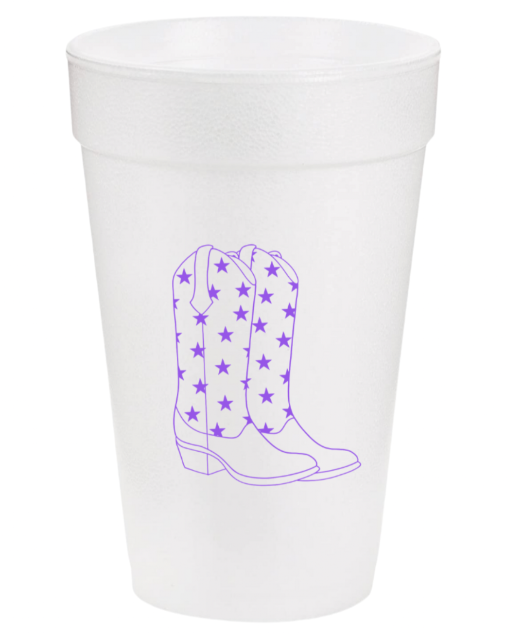 Purple Cowgirl Boots Styrofoam Cups