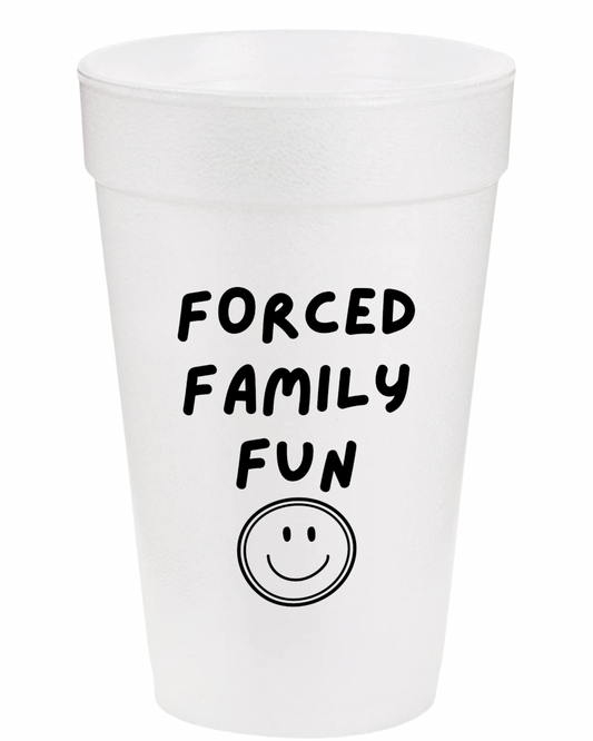 Forced Family Fun Smiley Styrofoam Cups
