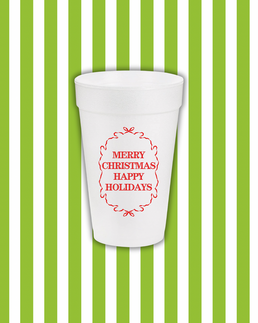 Merry Christmas Happy Holiday’s Styrofoam Cups