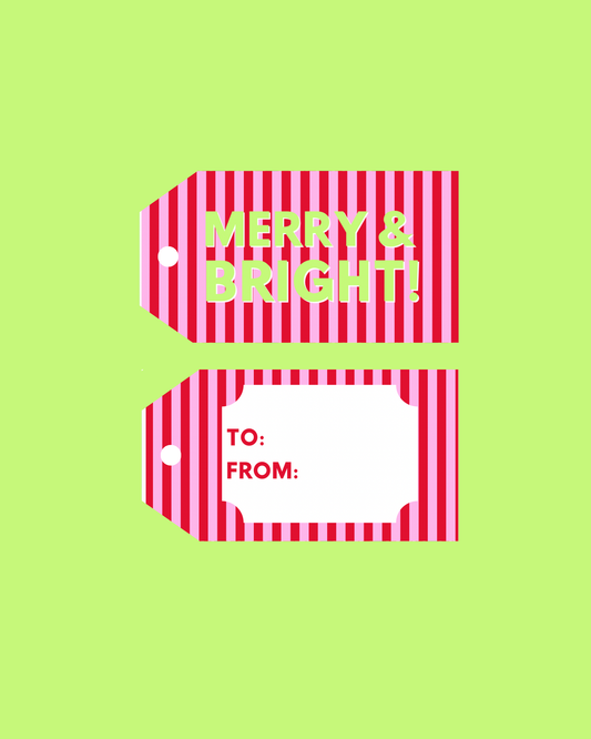 Merry & Bright Stripe Gift Tags