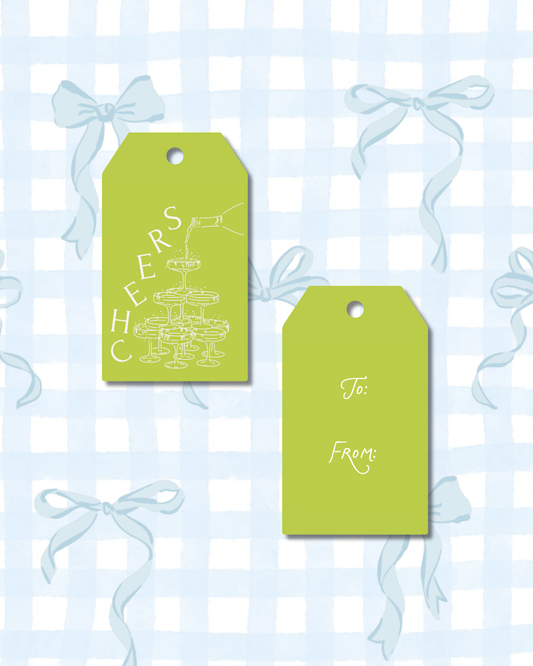 Green Cheers Champagne Gift Tags
