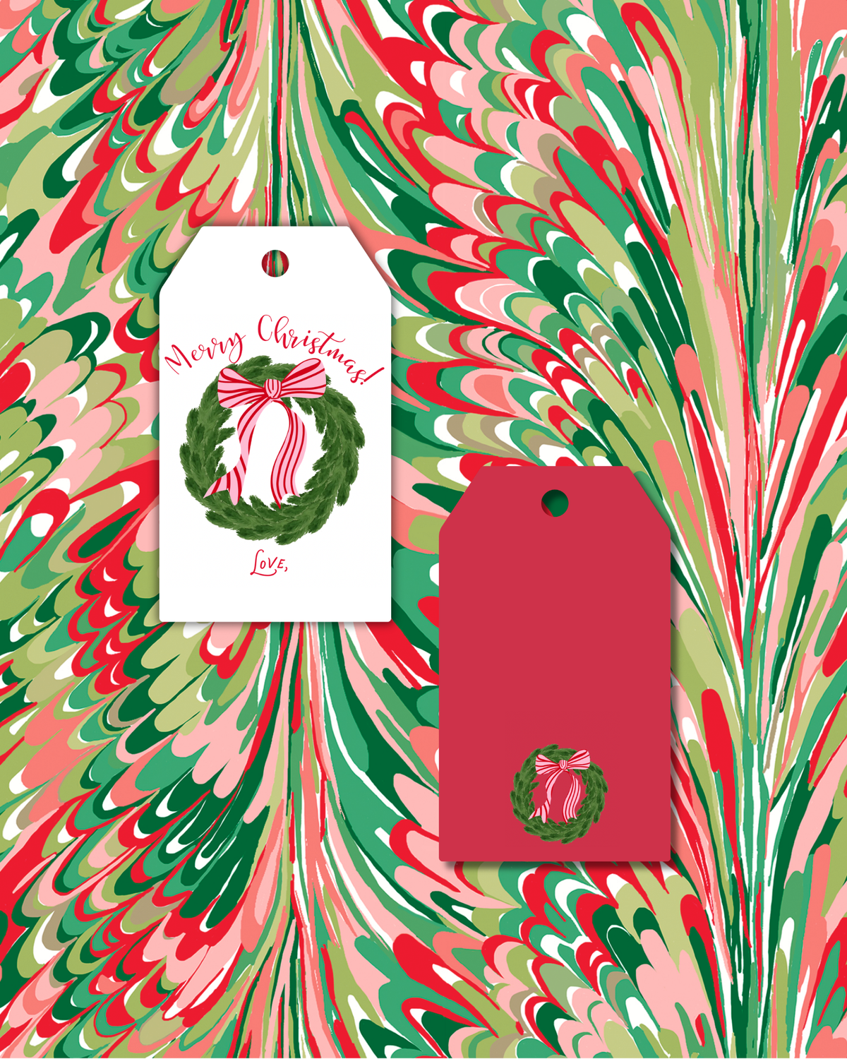 Merry Christmas Wreath Gift Tags