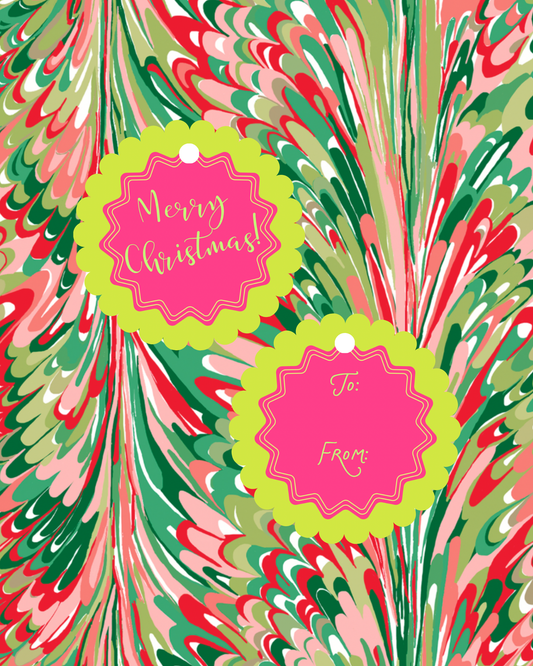 Merry Christmas Pink Gift Tags