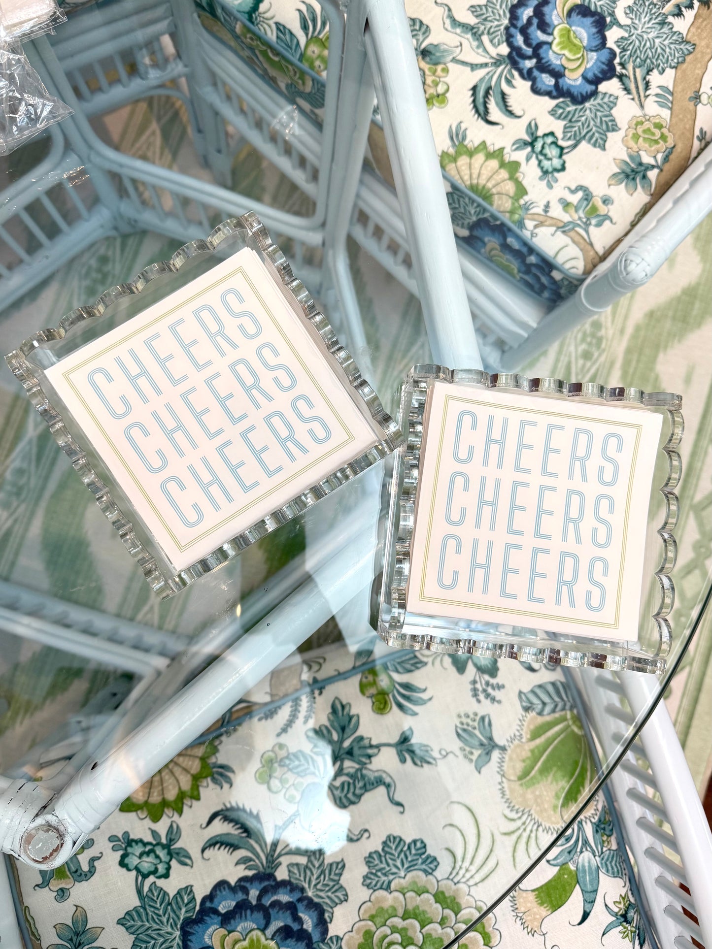Cheers Napkins + Acrylic Holder Gift Set