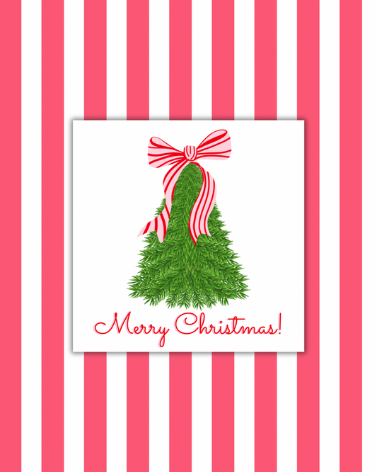 Merry Christmas Tree Bow Paper Party Napkins