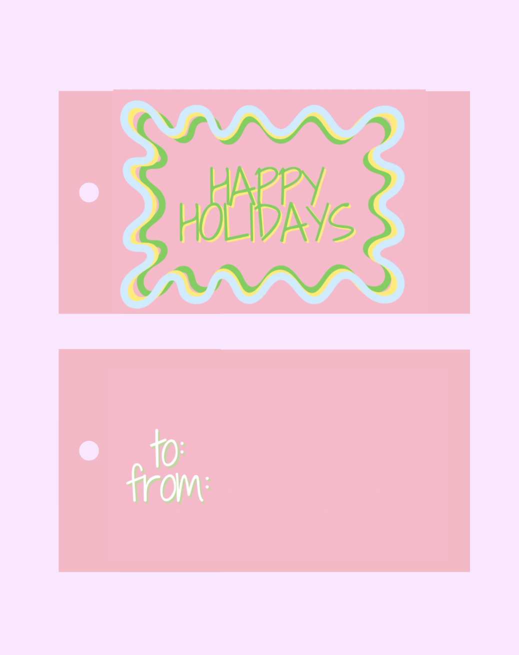 Happy Holidays Squiggle Gift Tags