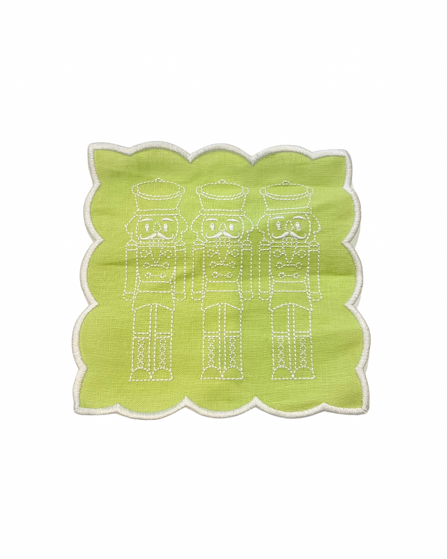 Green Nutcracker Linen Cocktail Napkins