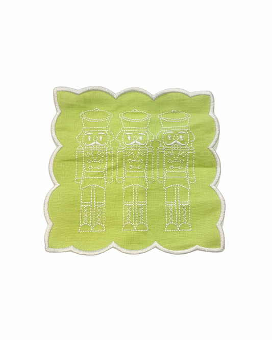 Green Nutcracker Linen Cocktail Napkins