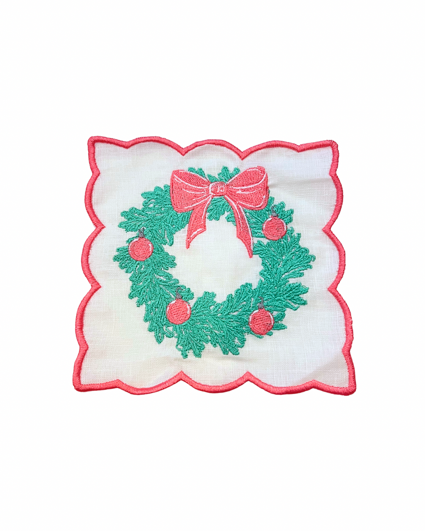 Wreath Linen Cocktail Napkins