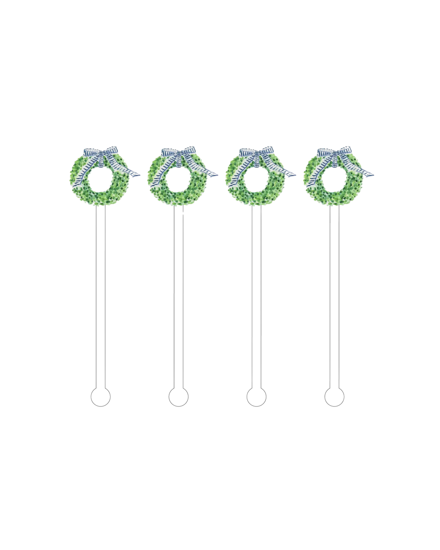 Blue & Green Wreath Acrylic Stir Sticks