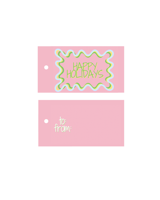 Happy Holidays Squiggle Gift Tags