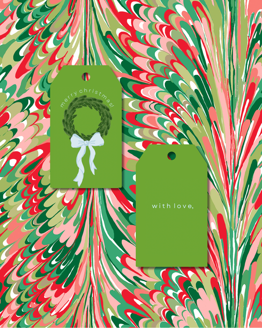 Merry Christmas Wreath Gift Tags