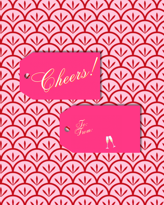 Hot Pink Cheers Champagne Gift Tags