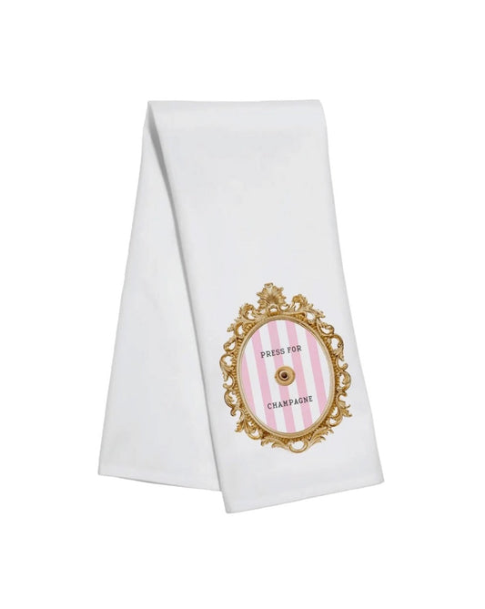 Press For Champagne Tea Towel