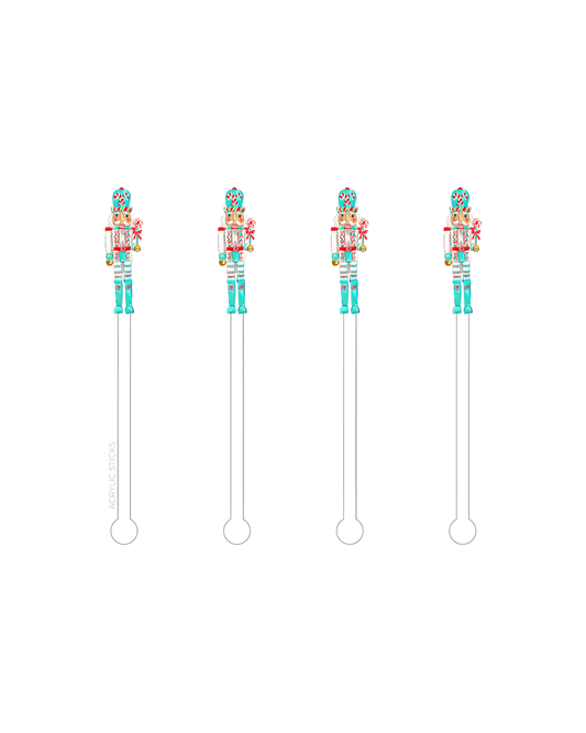 Peppermint Nutcracker Acrylic Stir Sticks