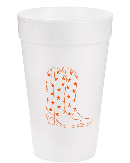 Orange Cowgirl Boots Styrofoam Cups