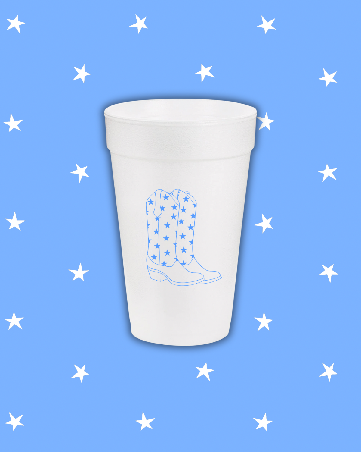 Blue Cowgirl Boots Styrofoam Cups