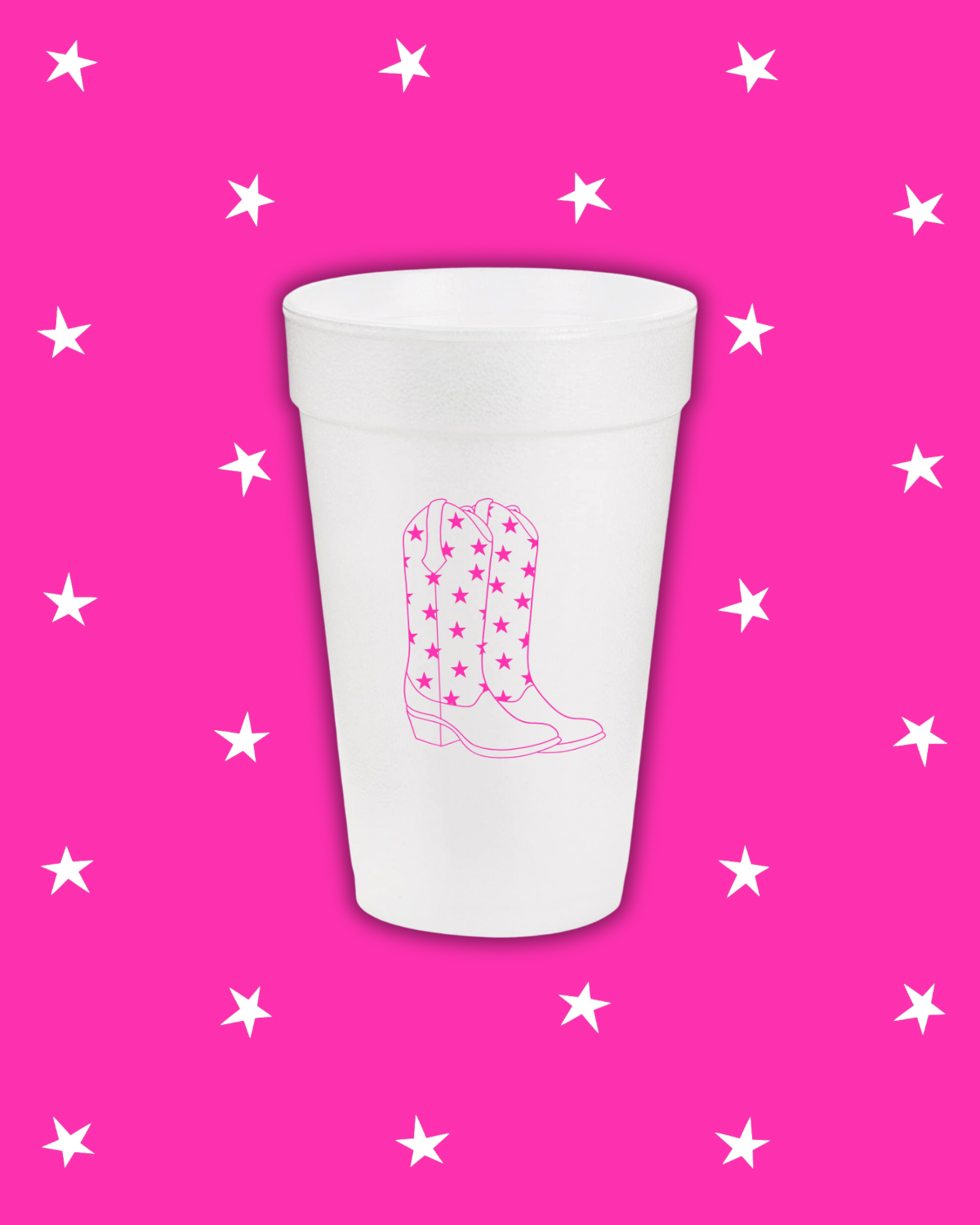 Pink Cowgirl Boots Styrofoam Cups