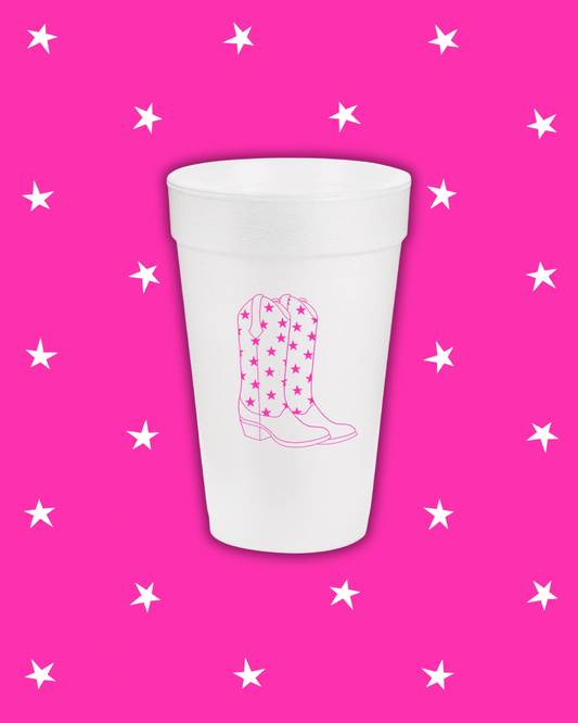Pink Cowgirl Boots Styrofoam Cups