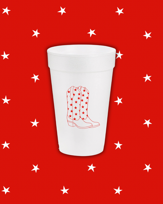 Red Cowgirl Boots Styrofoam Cups