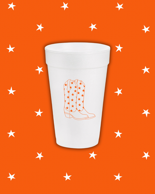 Orange Cowgirl Boots Styrofoam Cups
