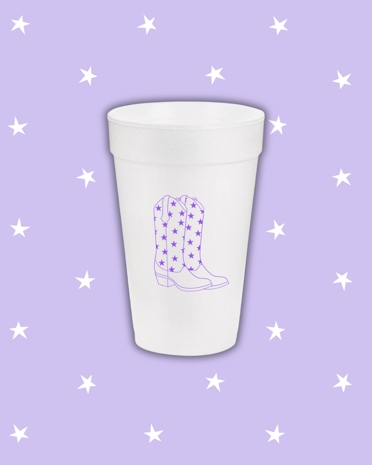 Purple Cowgirl Boots Styrofoam Cups