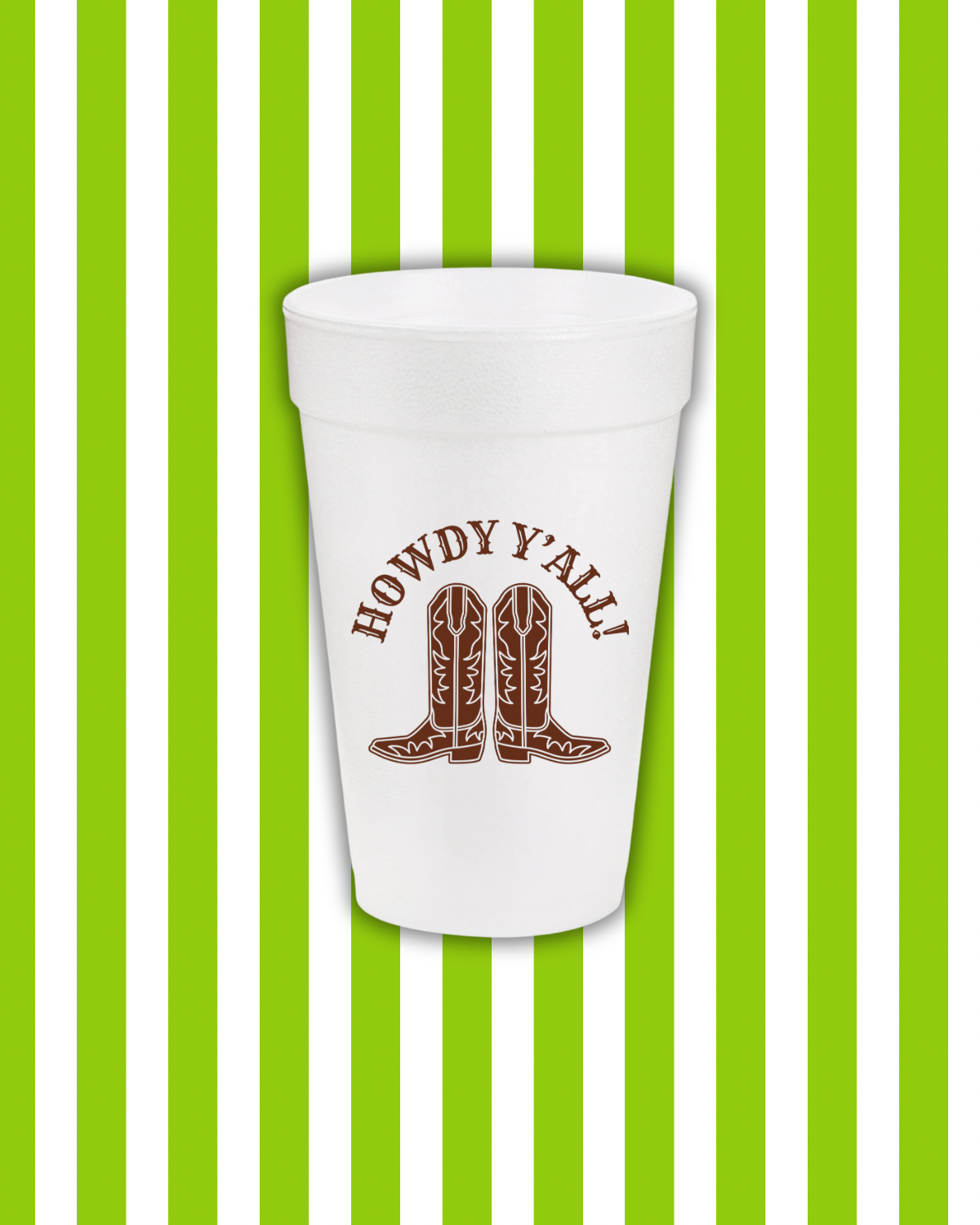 Brown Howdy Y'all Styrofoam Cups