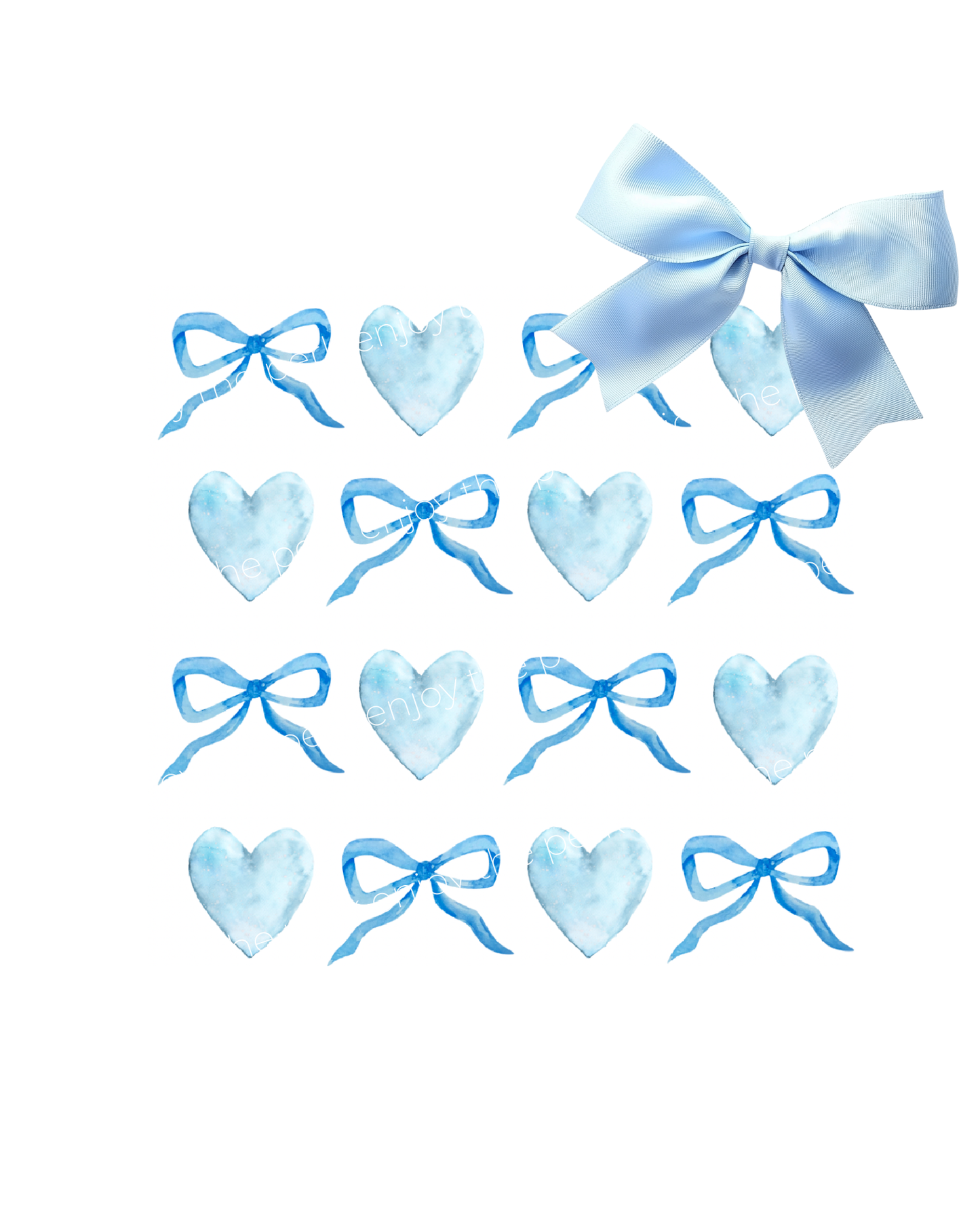 Blue Bow & Heart Wrapping Paper Roll