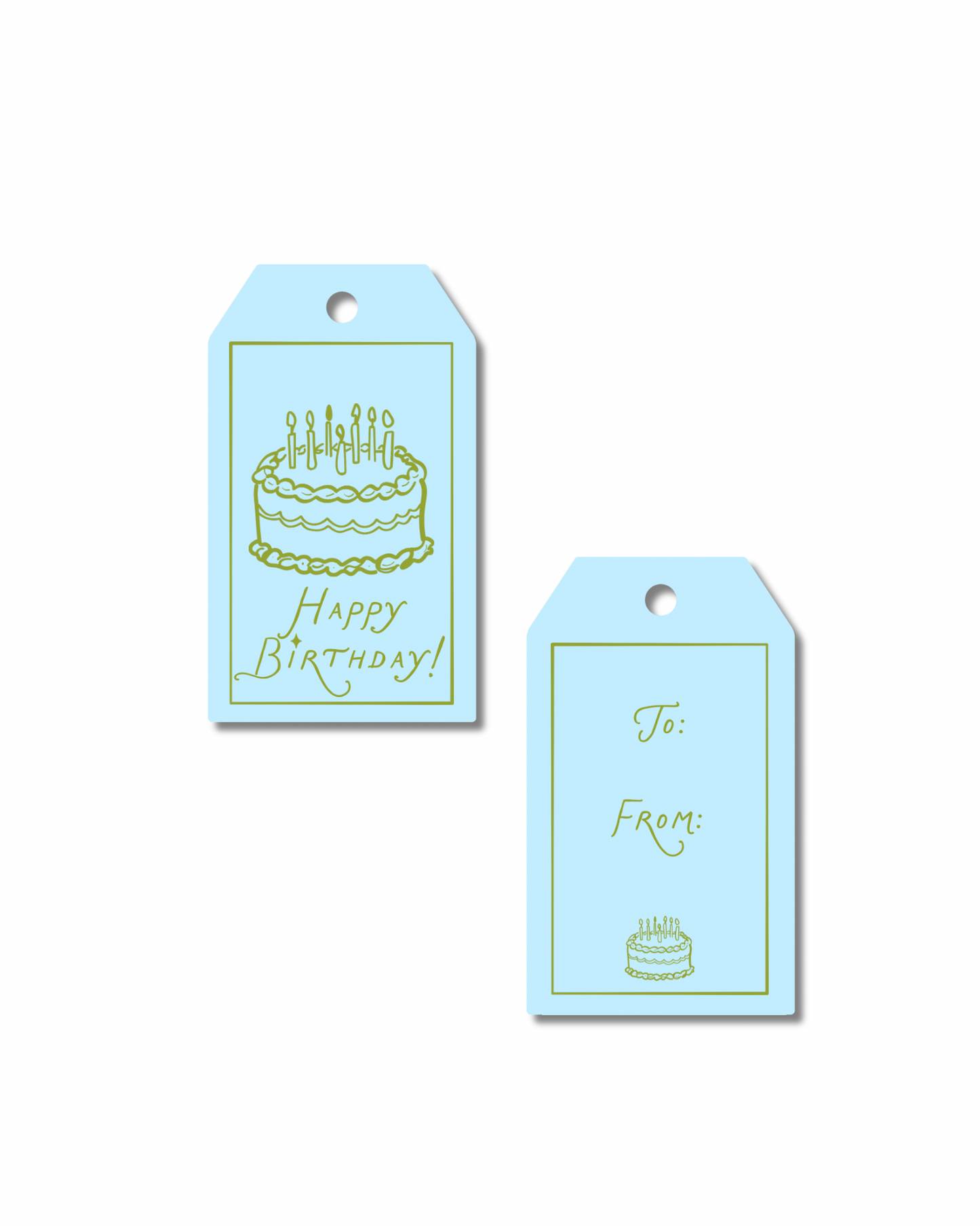 Blue Happy Birthday Cake Gift Tags