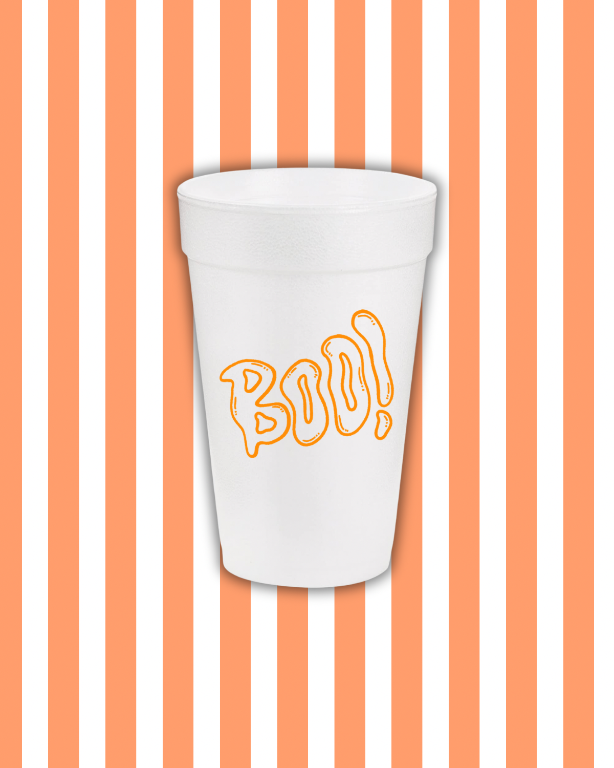 Boo Halloween Orange Styrofoam Cups