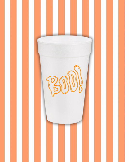 Boo Halloween Orange Styrofoam Cups